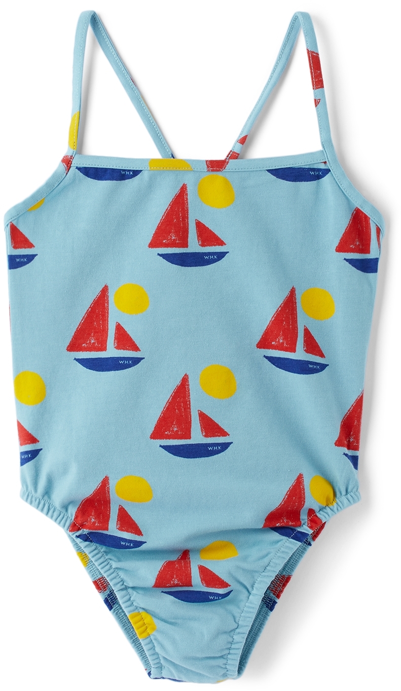 Kids Blue Boat One-Piece Swimsuit by Weekend House Kids | SSENSE Canada