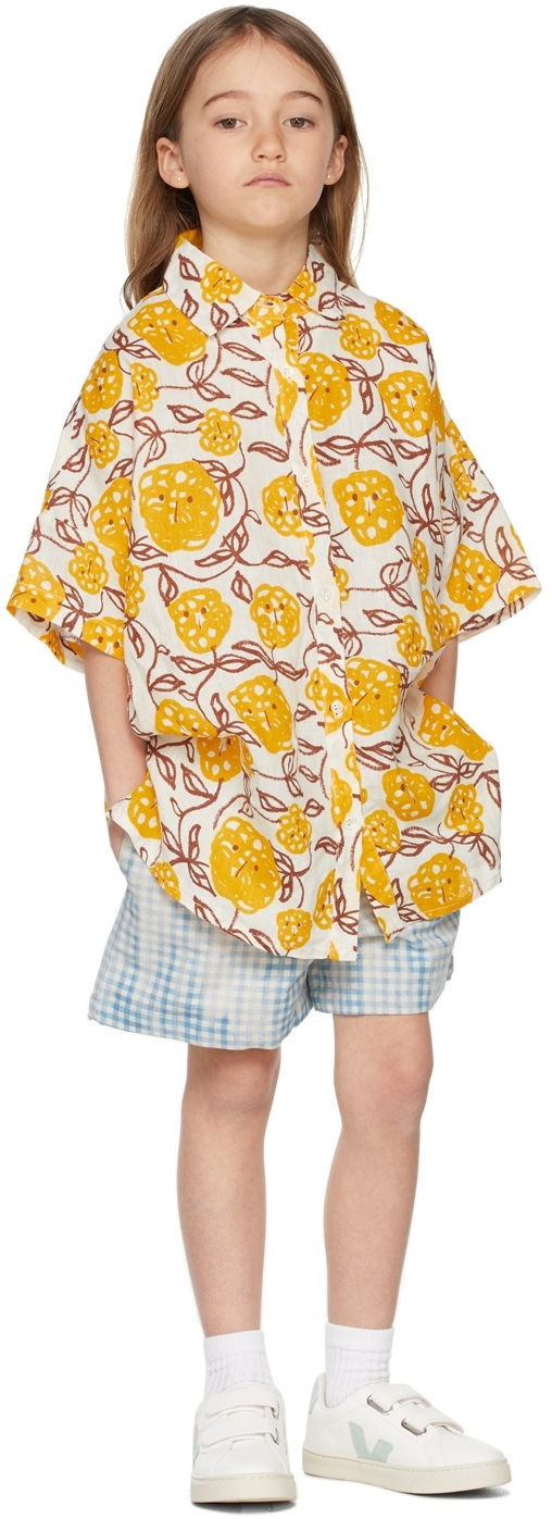 WEEKEND HOUSE. KIDS BLUE & WHITE LINEN CHECK BERMUDA SHORTS