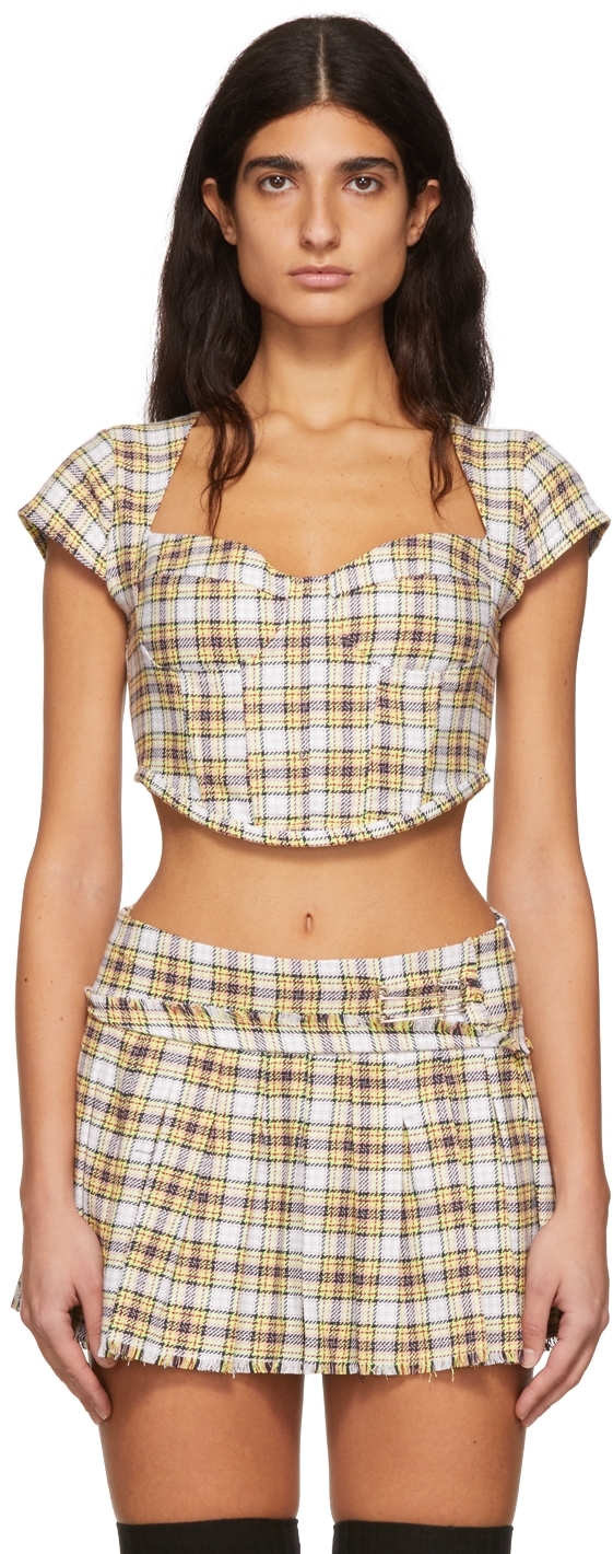 White Plaid Corset Top