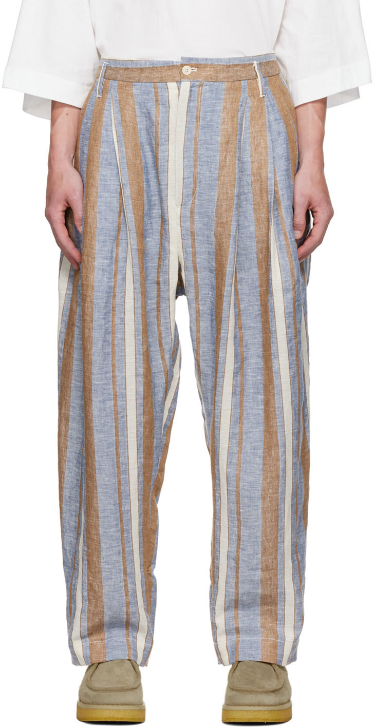 Hed Mayner Blue 6-Pleat Trousers