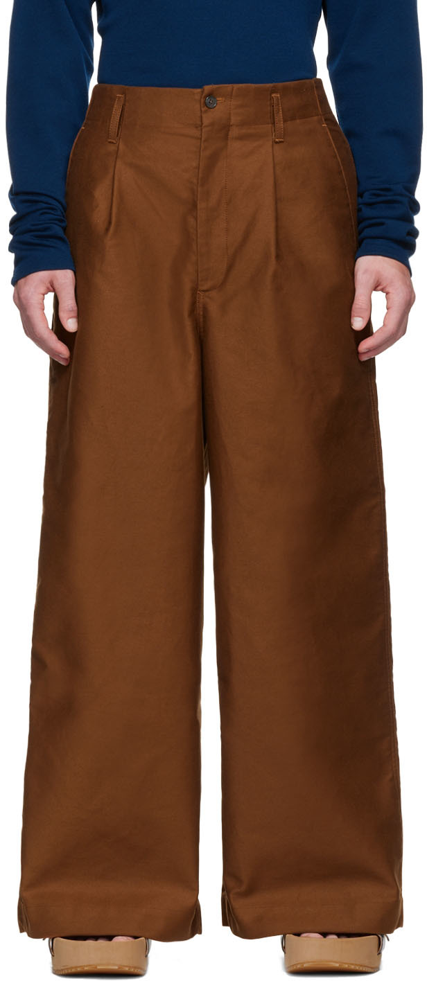 Hed Mayner: Brown Cotton Trousers | SSENSE Canada