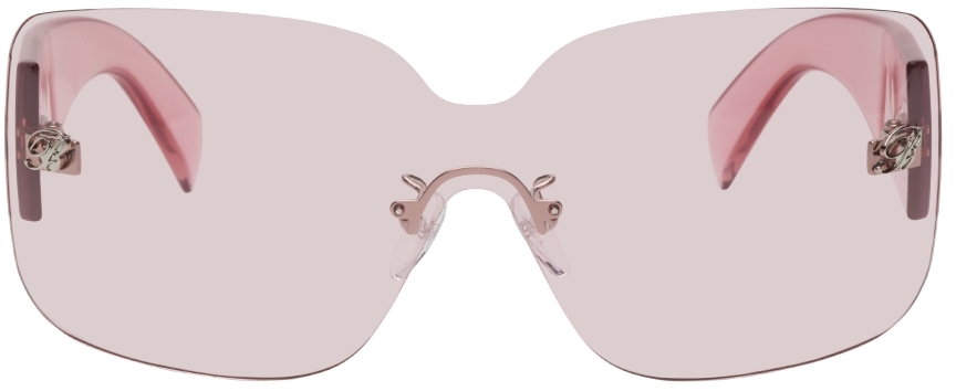 Blumarine Pink Rimless Sun Mask Sunglasses