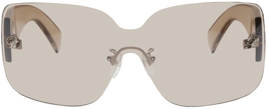 Blumarine Brown Rimless Sun Mask Sunglasses