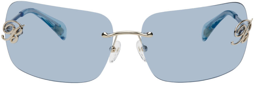 Blumarine Blue Nicola Brognano Rectangular Sunglasses