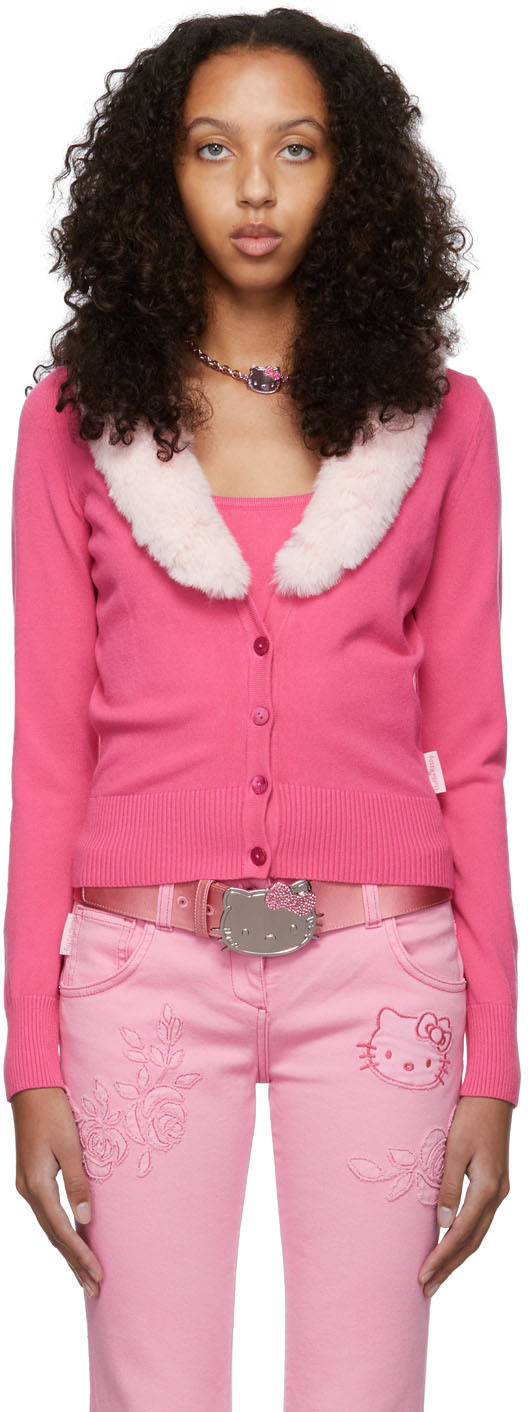Blumarine SSENSE Exclusive Pink Hello Kitty Edition Bluvi Cardigan Twin Set