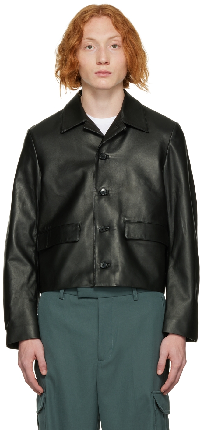 Second/Layer: Black Mad Dog Leather Jacket | SSENSE