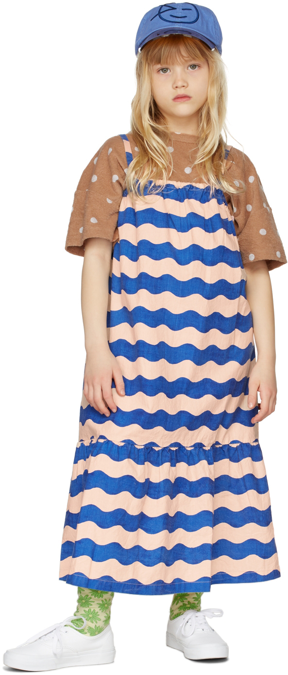 SSENSE Girls Clothing Dresses Summer Dresses Kids Pink & Blue Wave Long Line Sundress 