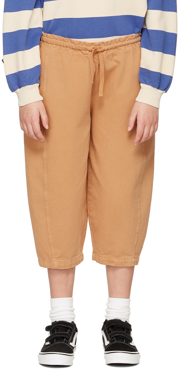 Shop Wynken Kids Tan Panel Drawcord Trousers In Caramel