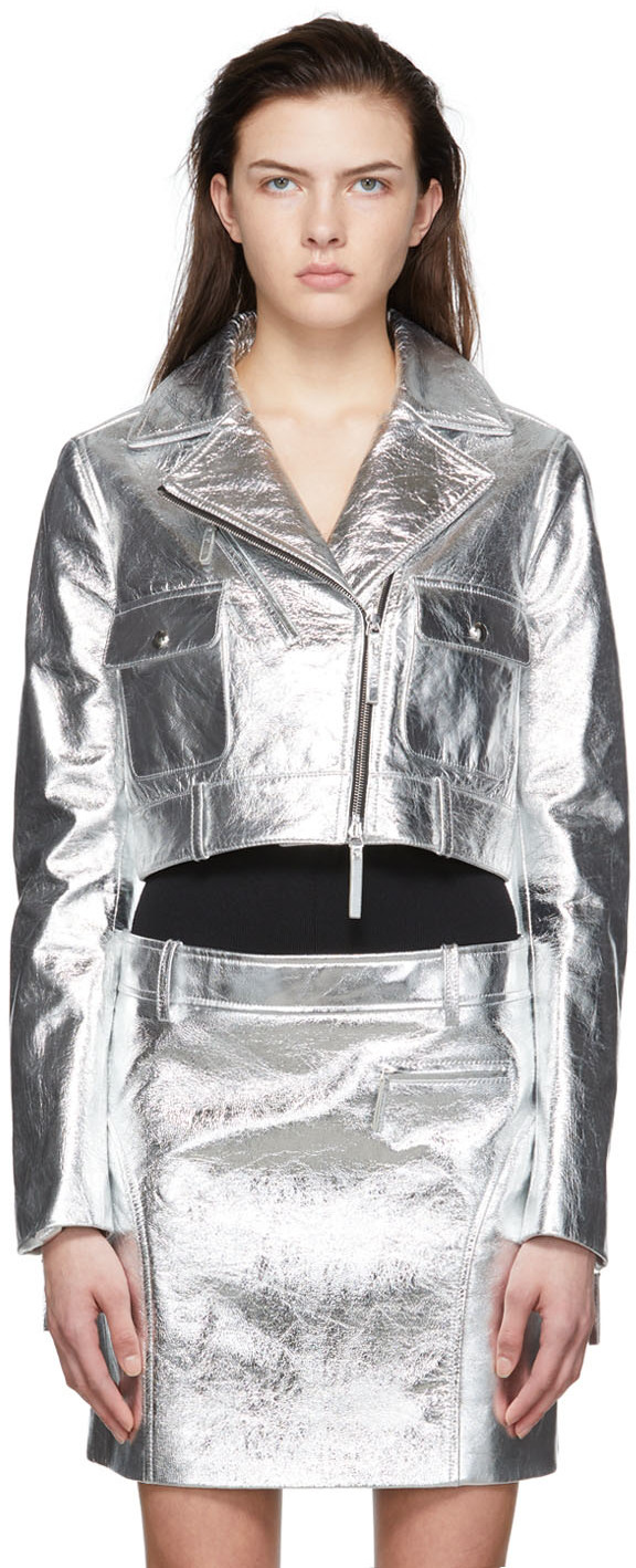 KHAITE Silver Leather Jacket