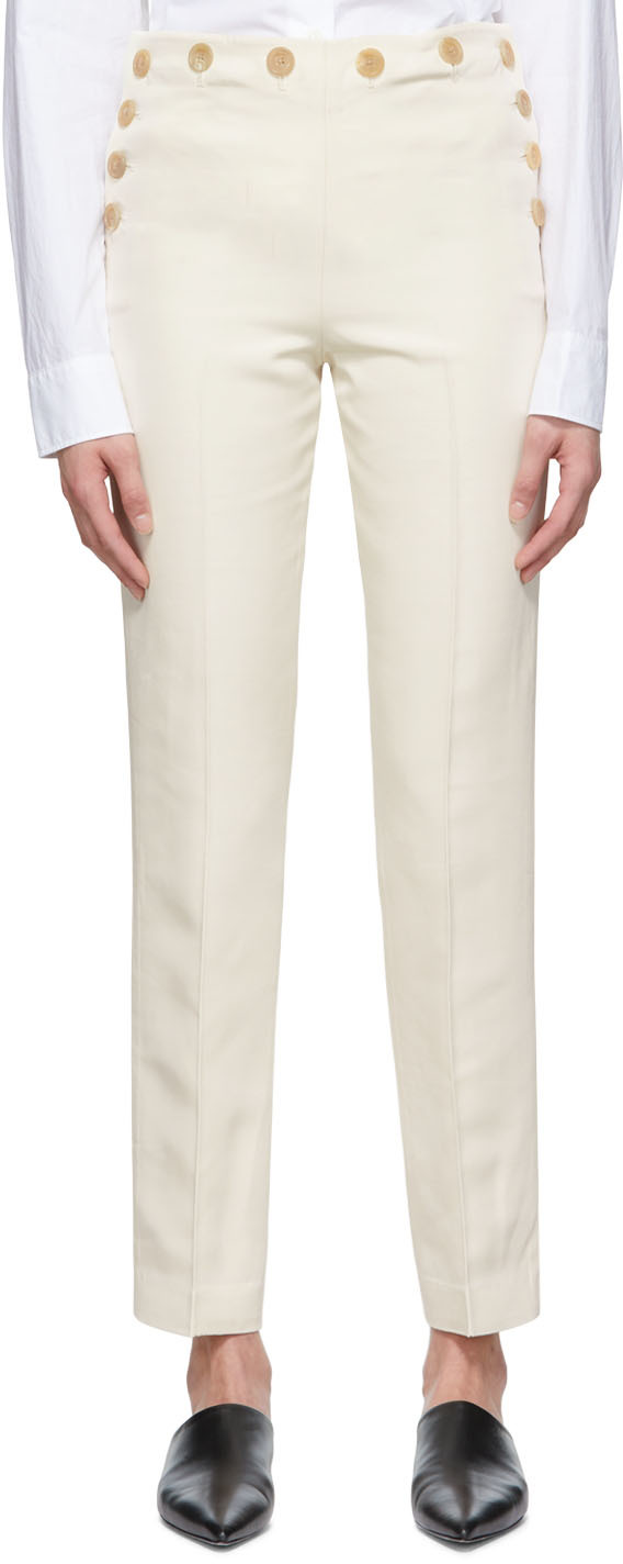 Khaite Rainer Microfille Wool Blend Pants In 103 Cream