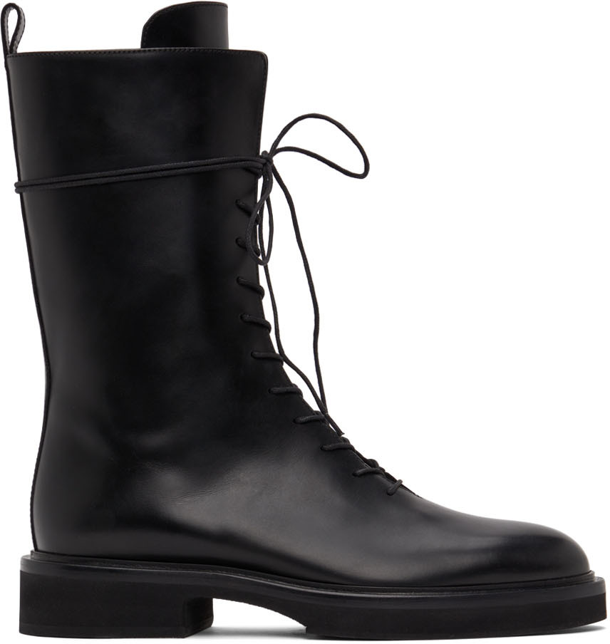 KHAITE Black Leather Conley Boots