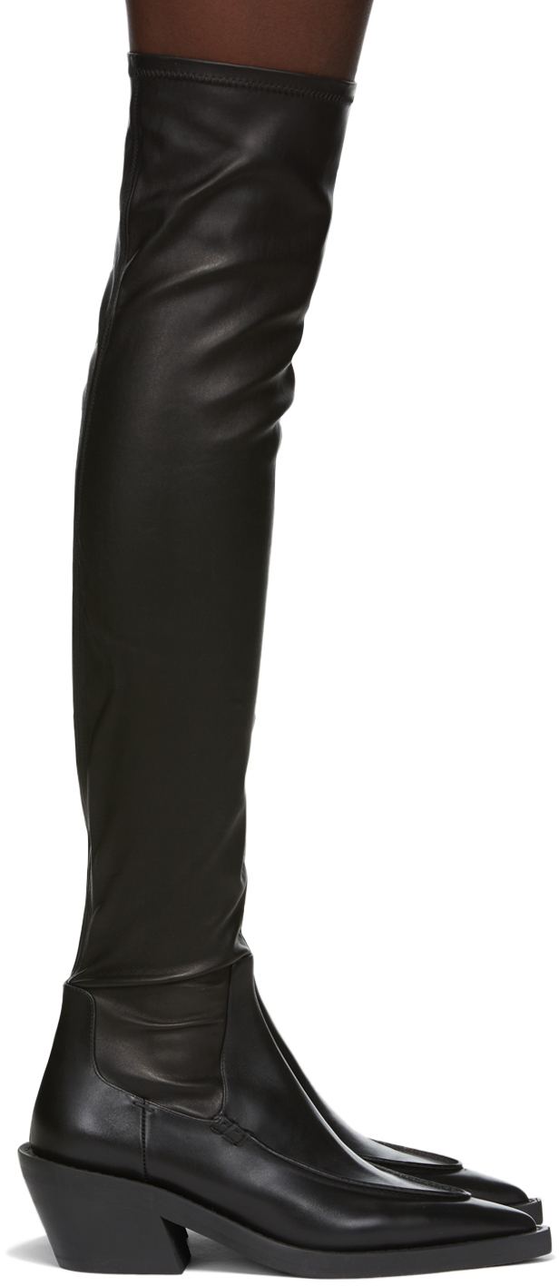 KHAITE Black Leather Charleston Over-The-Knee Boots