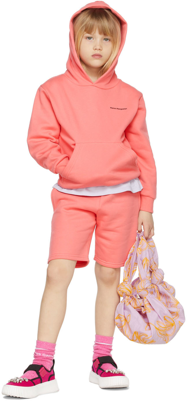 Maison Mangostan Kids Pink Coco Taxi Hoodie In Coral