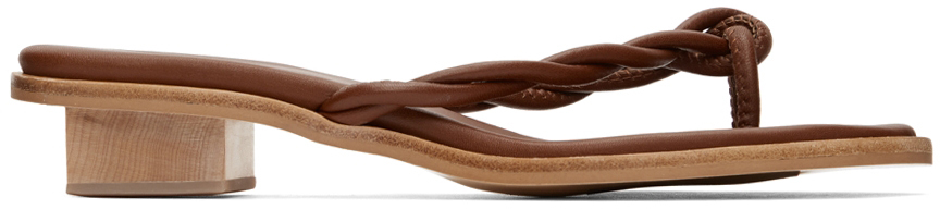 LÉMÉLS Brown Wave Thong Sandals