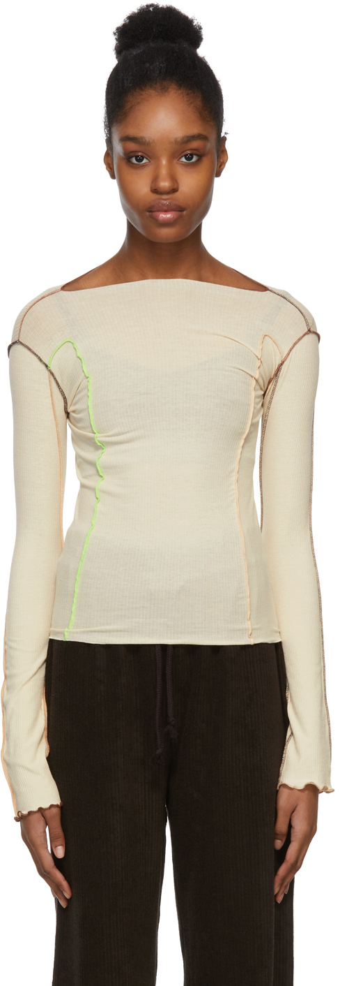 Beige Omato Long Sleeve T-Shirt by Baserange on Sale