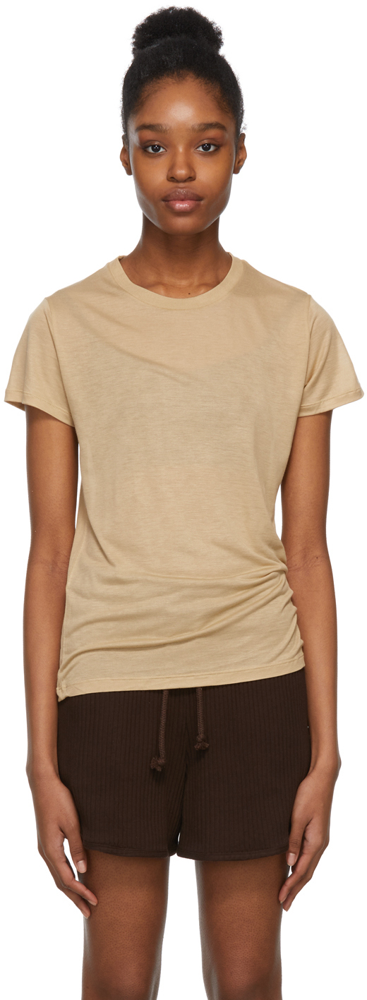Baserange: Beige Bamboo Jersey T-Shirt | SSENSE