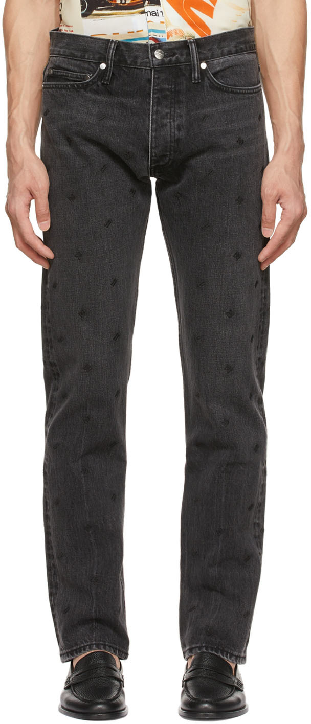 Rhude Black Embroidered Jeans