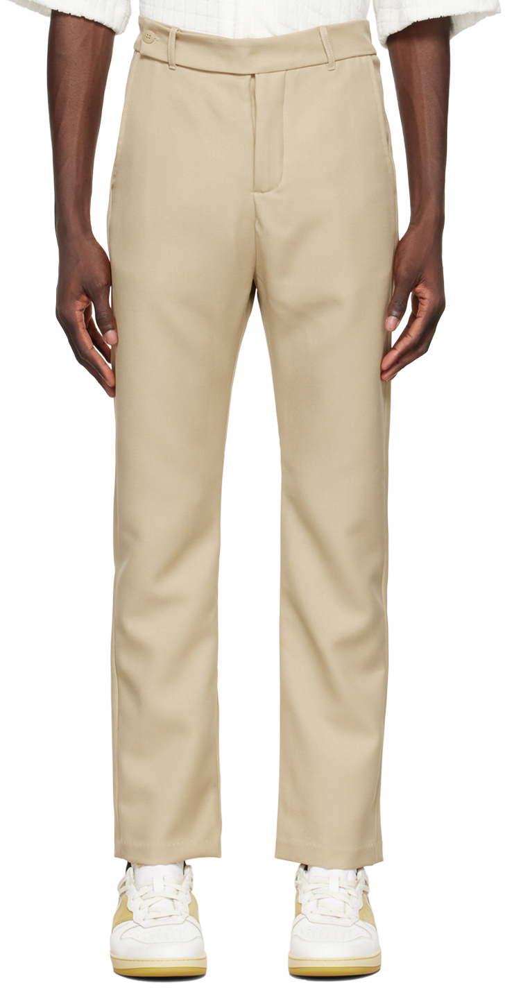 Rhude SSENSE Exclusive Beige Polyester Trousers