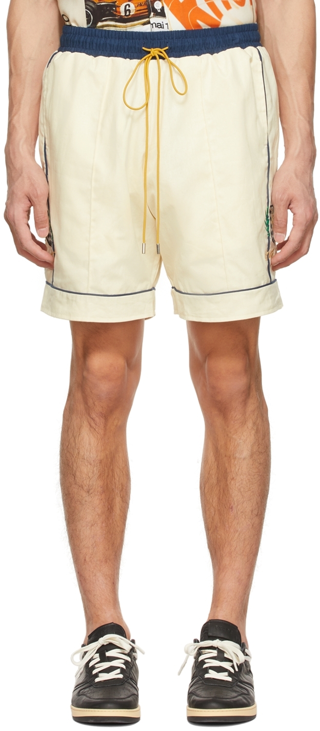 Off-White Linen Shorts by Rhude on Sale