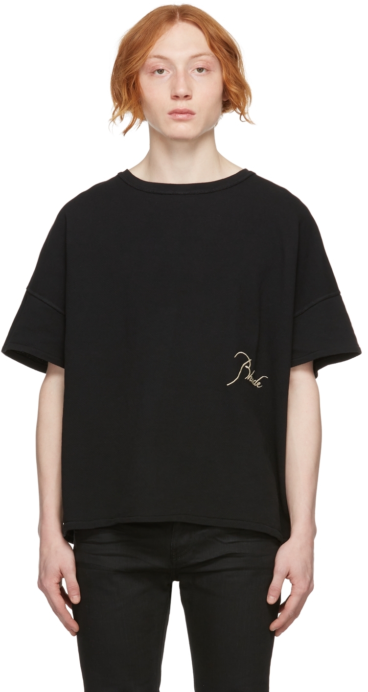 Rhude Black Piqué Reverse T-Shirt