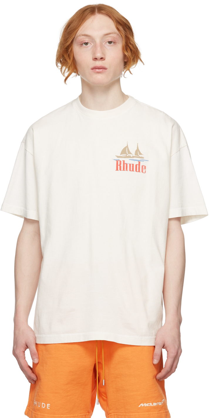 Rhude: Off-White 'Monaco 22' Logo T-Shirt | SSENSE UK