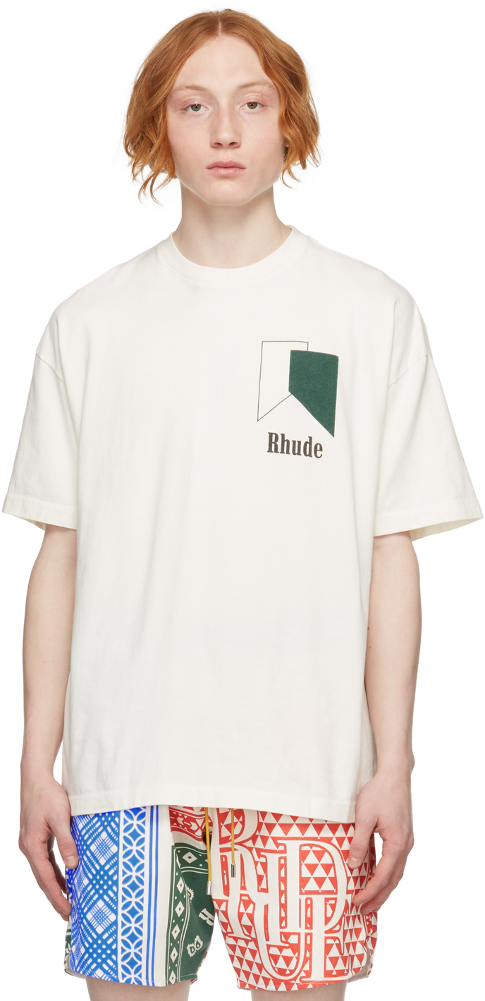 Rhude: オフホワイト ロゴ T シャツ | SSENSE 日本