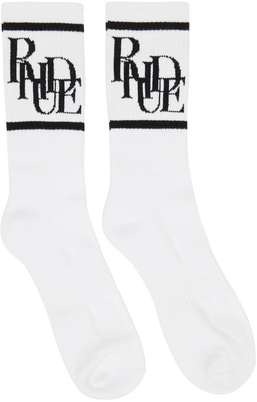 Rhude White & Black Scramble Logo Socks