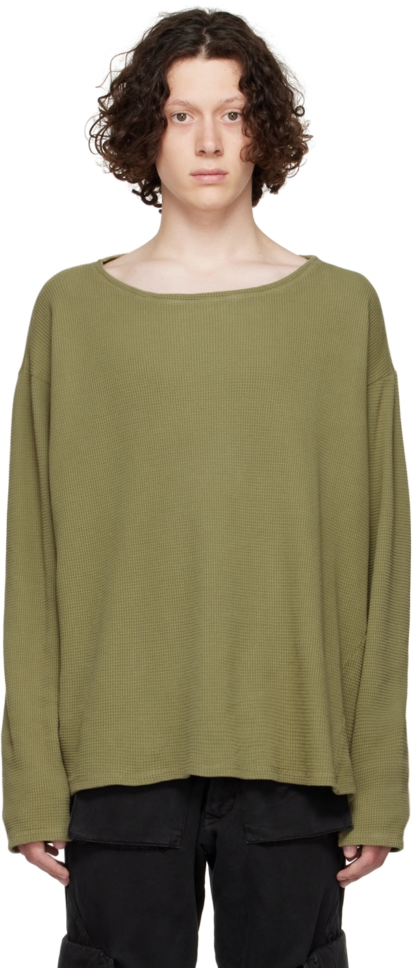 Greg Lauren: Green Cotton Long Sleeve T-Shirt | SSENSE