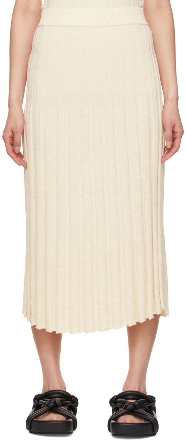 Joseph: Off-White Viscose Midi Skirt | SSENSE UK