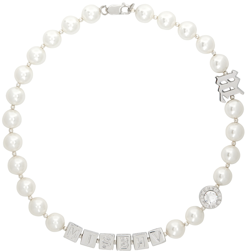 White & Silver NY Beaded Necklace