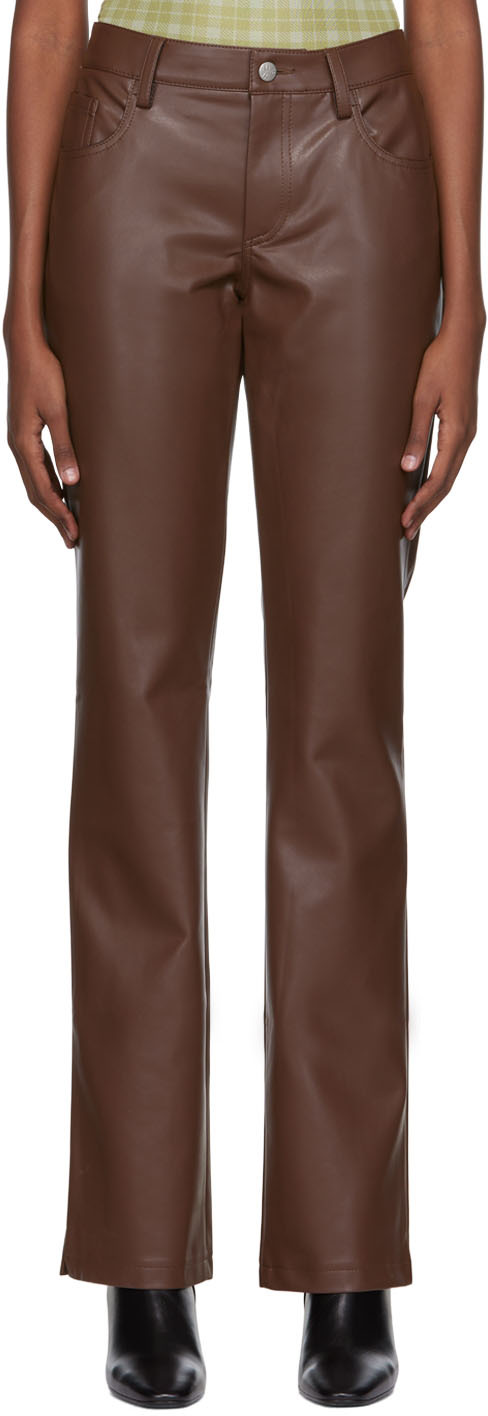 Brown Vegan Leather Trousers