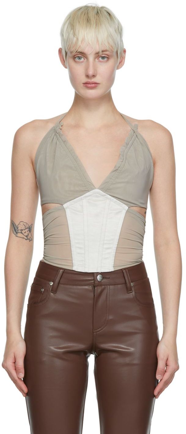 Misbhv Gray Nylon Camisole In Light Grey