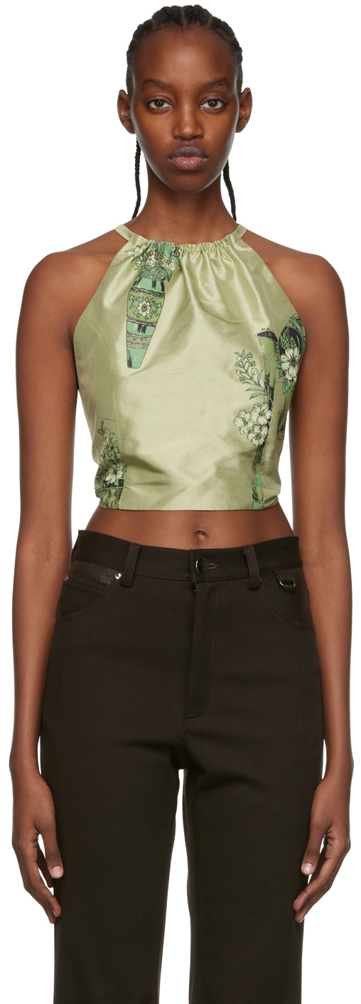 Maiden Name SSENSE Exclusive Green Rose Camisole