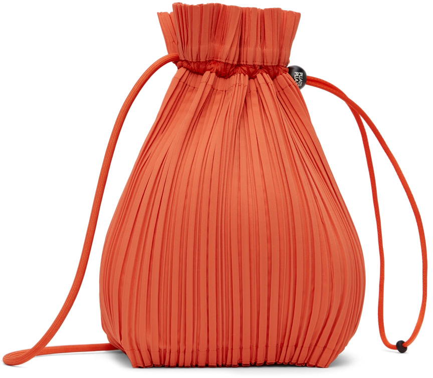 Orange Drawstring Pleats Bag