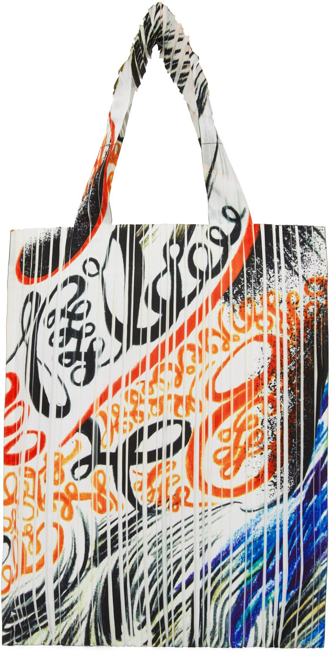 Pleats Please Issey Miyake Multicolor Graphic Stormy Pleats Tote
