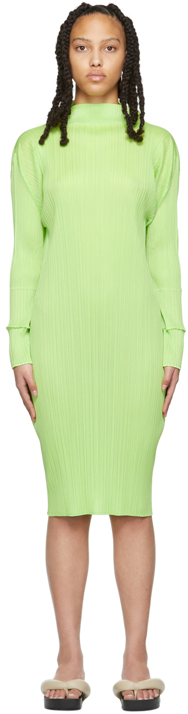 Pleats Please Issey Miyake Green Monthly Colors February Dress