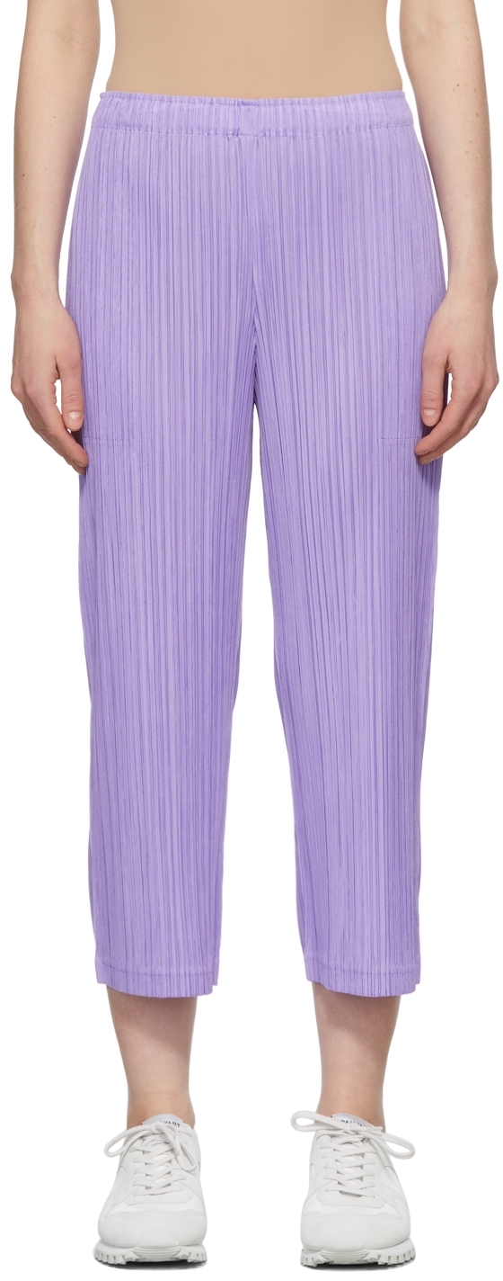 Purple Thicker Bottoms 1 Trousers by Pleats Please Issey Miyake on Sale