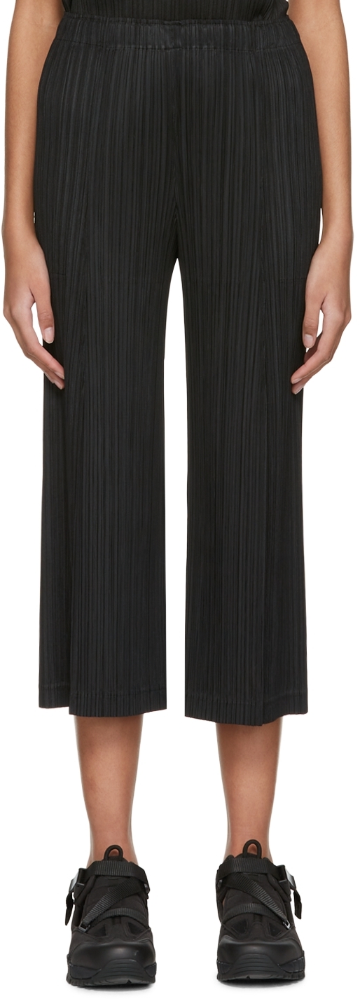 Pleats Please Issey Miyake Black Polyester Trousers