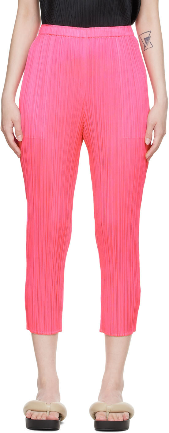 Pleats Please Issey Miyake Pink Polyester Trousers