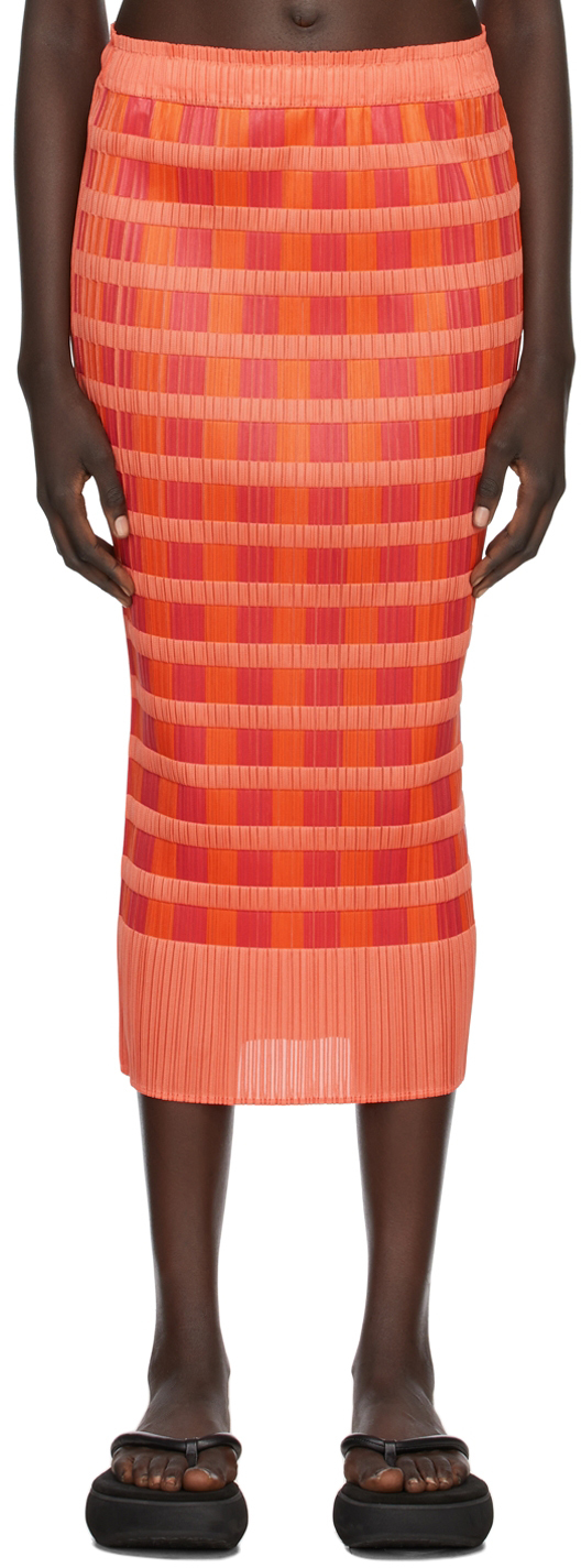 Pleats Please Issey Miyake Orange Wafers Skirt