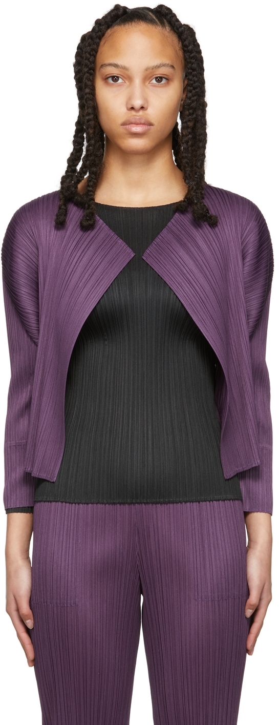 Pleats Please Issey Miyake Black Monthly Colors February Cardigan
