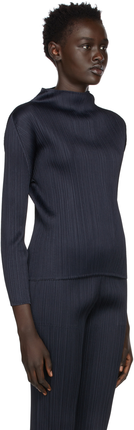 Pleats Please Issey Miyake Navy Monthly Colors November Turtleneck