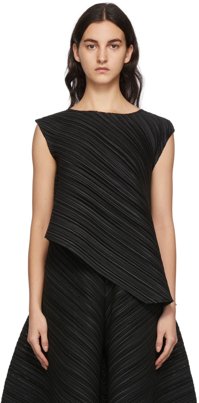 Pleats Please Issey Miyake Black Wrapping Tank Top