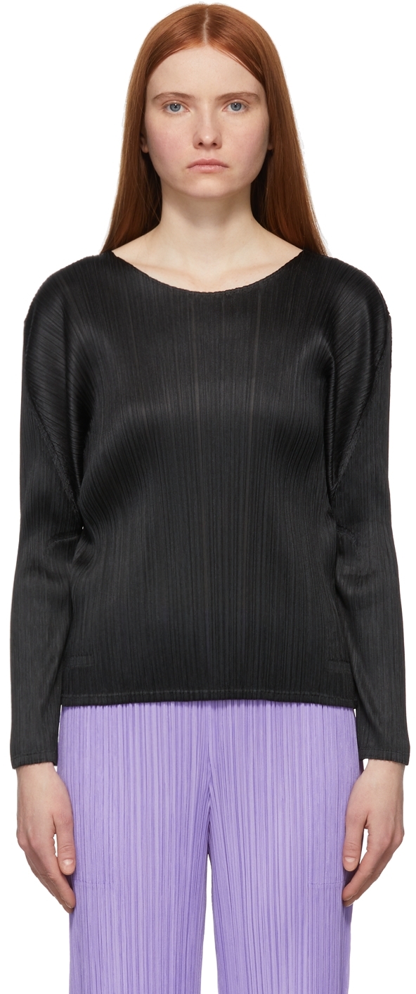 Pleats Please Issey Miyake: Black Luster Top | SSENSE Canada