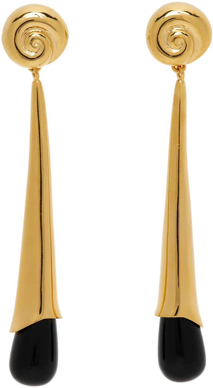 Sophie Buhai Gold Onyx Nautilus Drop Earrings
