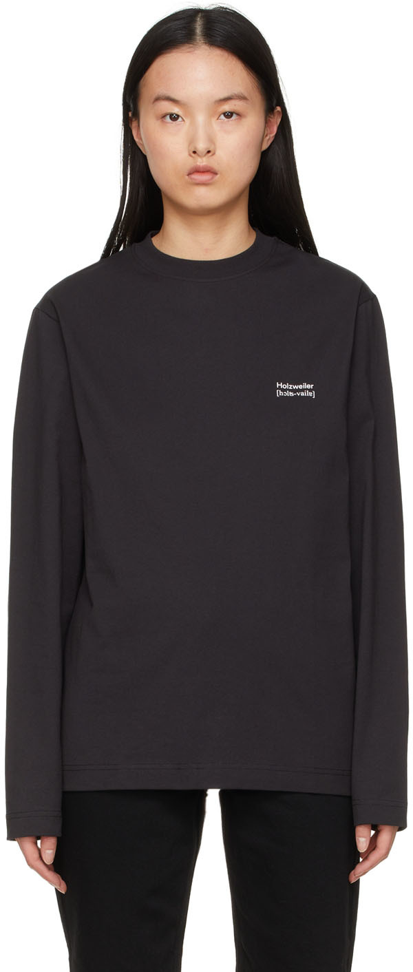 Holzweiler Black Longitude Word Long Sleeve T-Shirt