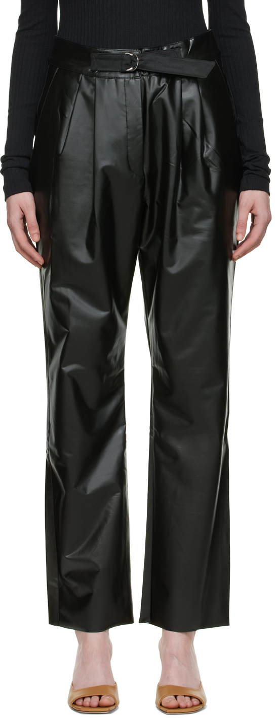 CAES BLACK FAUX-LEATHER TROUSERS