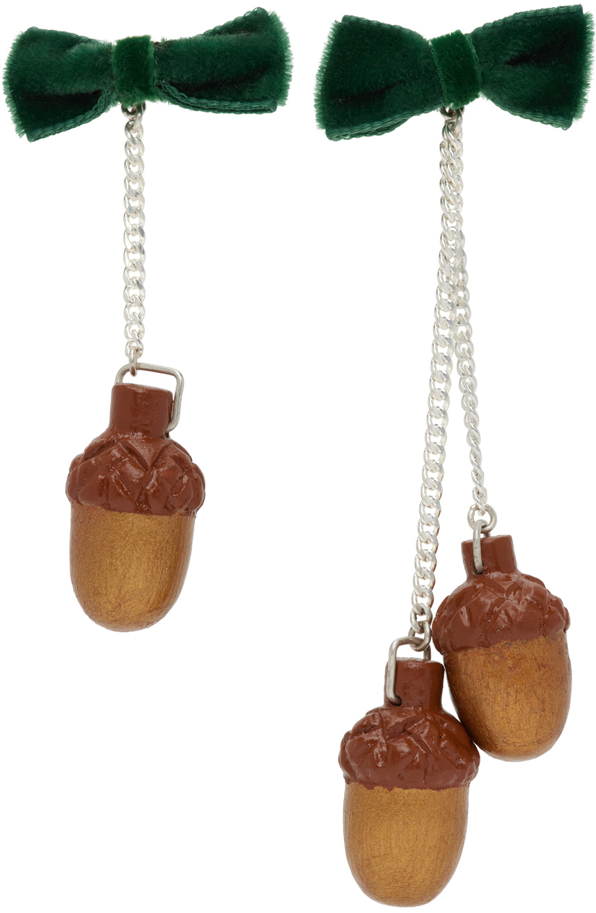 SSENSE Exclusive Brown & Green Acorn Earrings Ssense Donna Accessori Gioielli Orecchini 