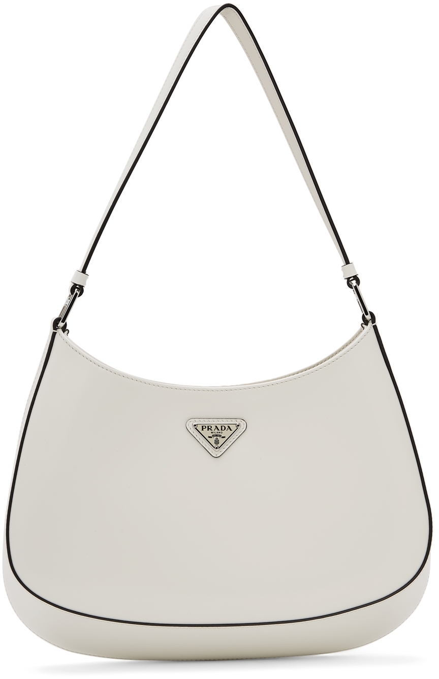 White Brushed Leather Shoulder Bag