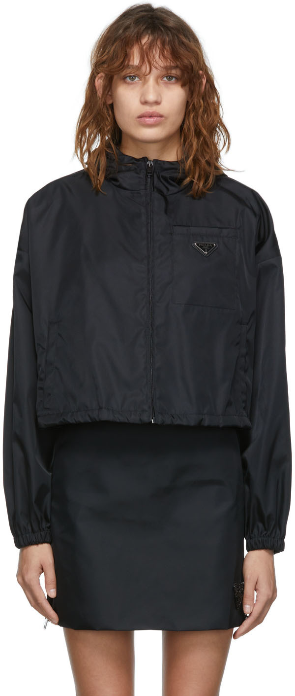 Prada: Black Re-Nylon Cropped Jacket | SSENSE